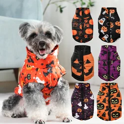 Halloween Party Pet Dog Clothes dla małych średnich psów Koty Jesień Zima Wodoodporna kurtka z nadrukiem szczeniąt Płaszcz Kostiumy sznaucera