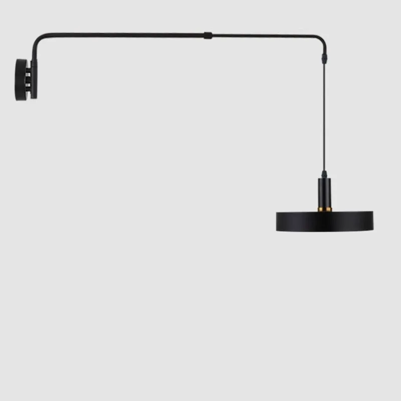 Industrial Long Pole Swing Arm Black Wall Lamp LED Adjustable Telescopic Rotary Interior Wall Sconces Bedroom Sofa Bedside Study