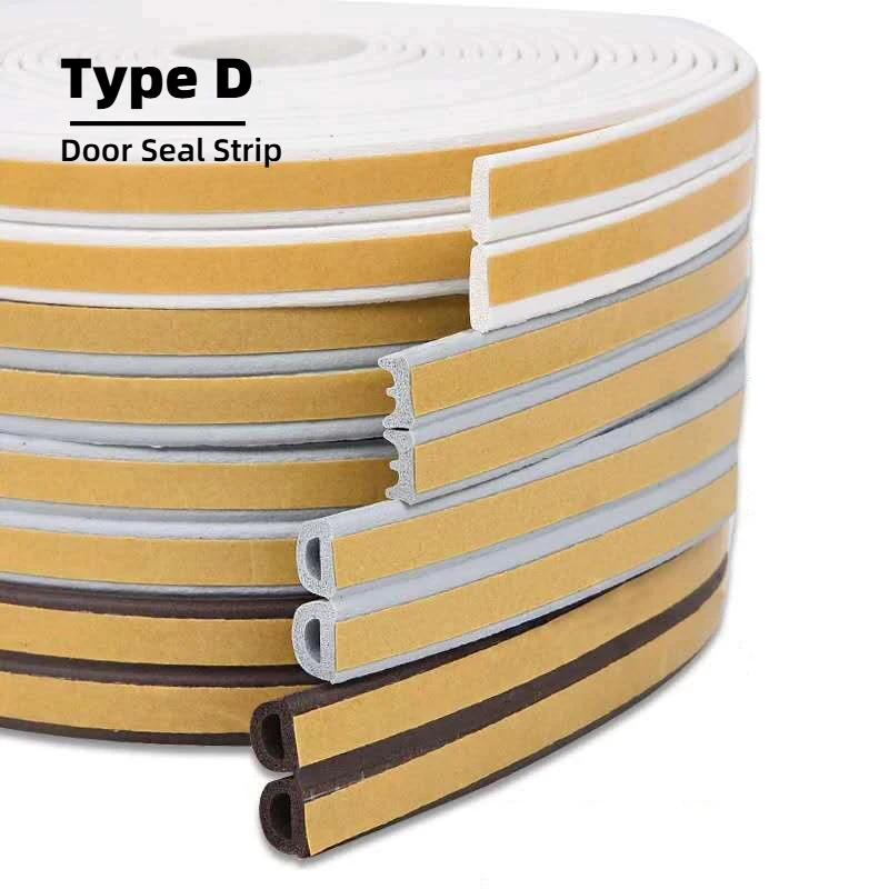 

5 м/10 м уплотнительная лента для двери типа D, самоклеящаяся лента для сквозняков, оконная изоляция, шумоизоляционная резиновая уплотнительная лента