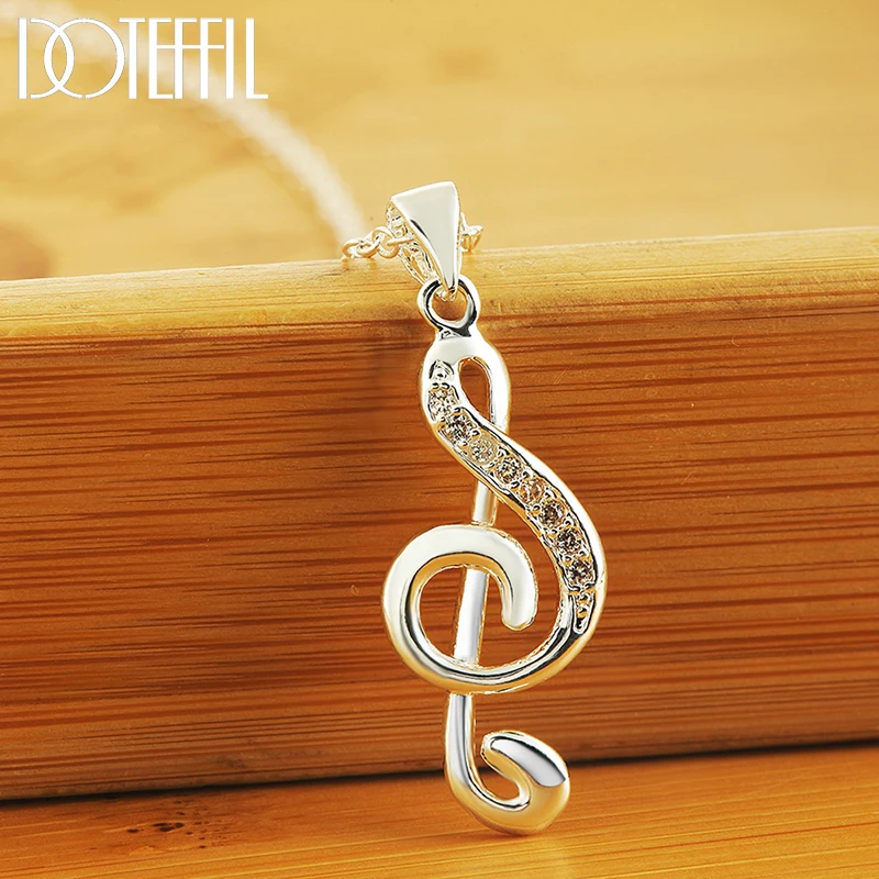 Silver Color Necklace 18 Inch Crystal Elegant Musical Note Pendant For Women High Quality Fashion Jewelry Christmas Gift
