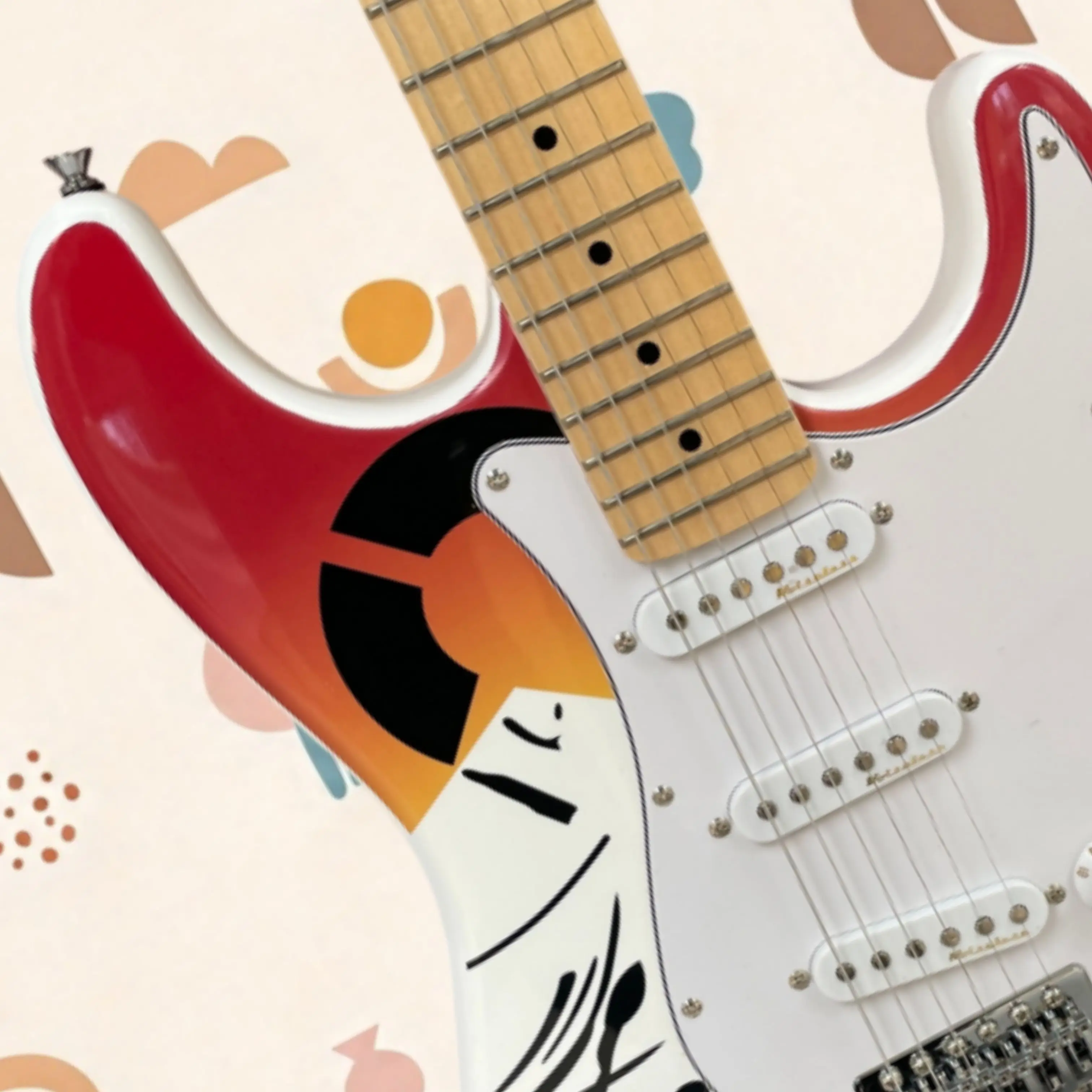 Vibrant Multi-color Artwork Electric Guitar, SSS Pickups  Guitars, for Live Show & Instrument Collection Guitarra