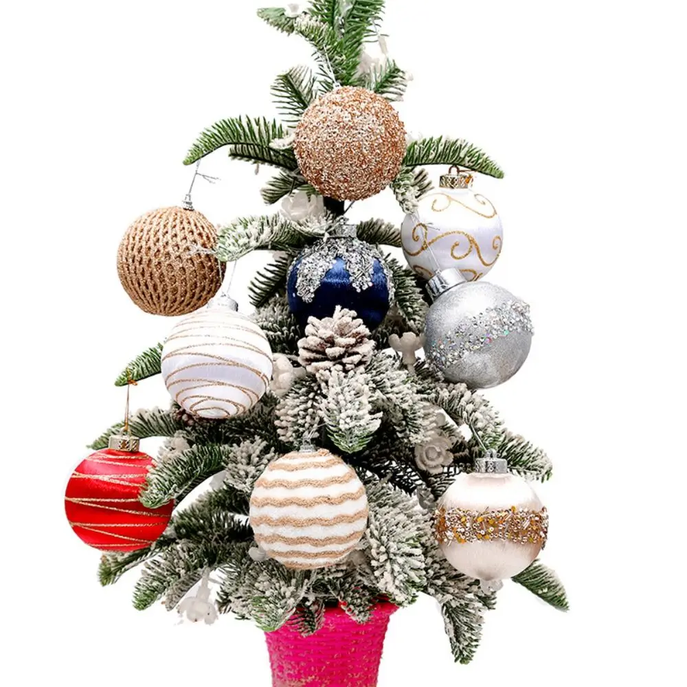 

9pcs 8cm Christmas Ball Set Painted Big Christmas Tree Decoration Pendant Creative Delicate Hanging Ornament New Year