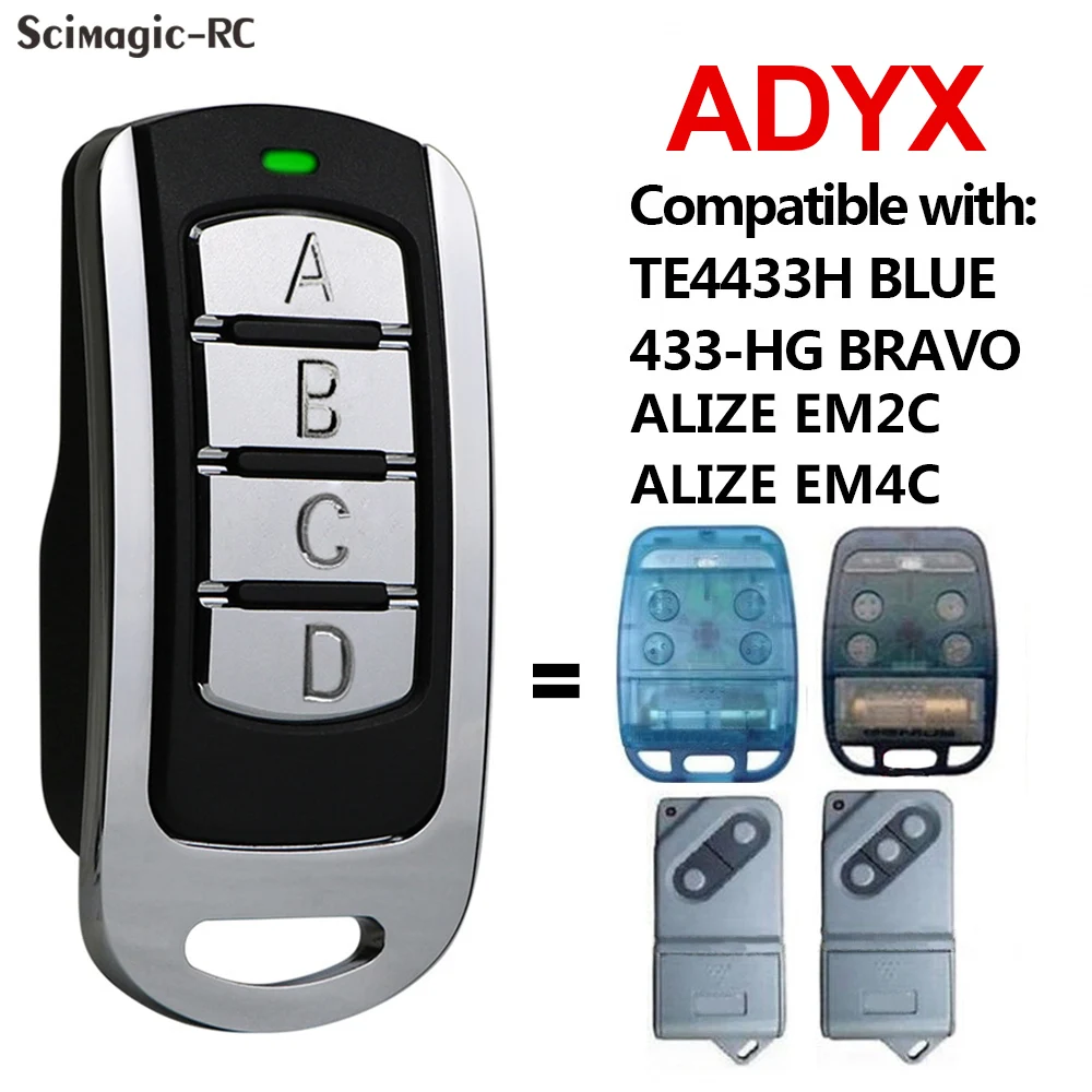 ADYX ALIZE EM2C EM4C 433.92MHz Garage Door Remote Control ADYX TE4433H BLUE / 433-HG BRAVO 433MHz Duplicator