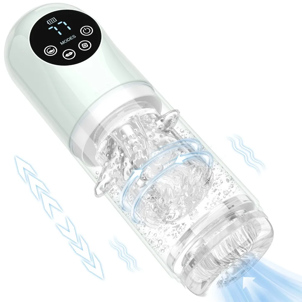 Automatic Male Masturbator Penis Pump Adult Sex Toy for Men Pocket Pussy with 7 Sucking and Thrusting Rotating Licking Stroker