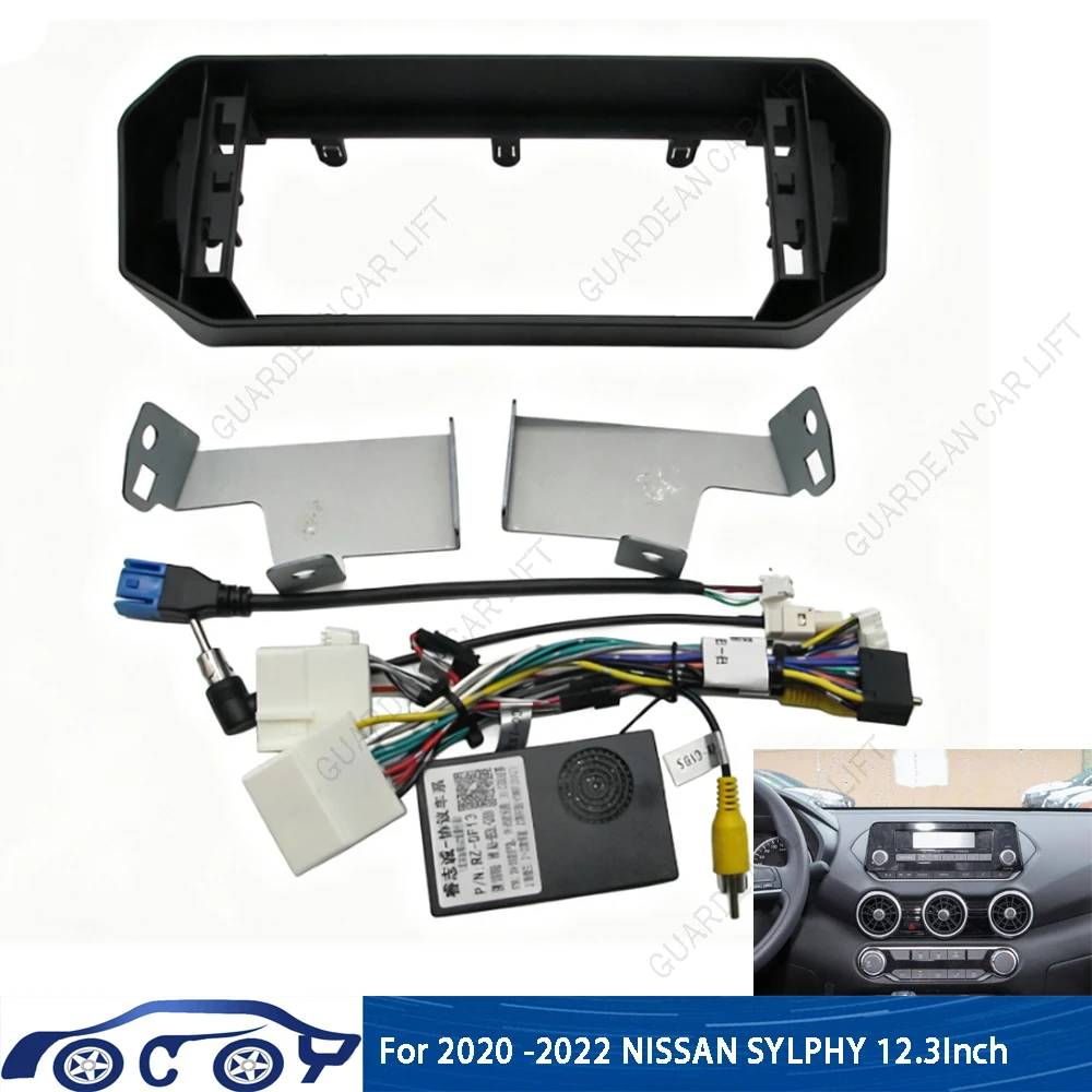 Fascias de Radio para Auto de 12.3 Pulgadas para Nissan Sylphy Sentra B18 2020-2022, Panel de Marco Estéreo Android con Cable y Decodificación Canbus