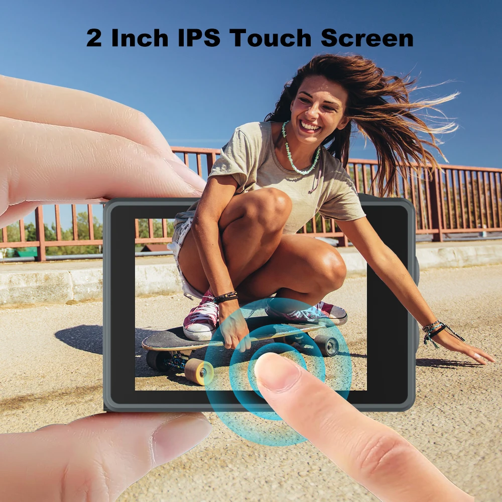 كاميرا Ourlife Action 5K 4K كاميرا دراجة 50MP 2.0 شاشة LCD تعمل باللمس EIS WiFi 170 ° كاميرات فيديو رياضية تكبير 5X مقاومة للماء بطول 30 مترًا #4