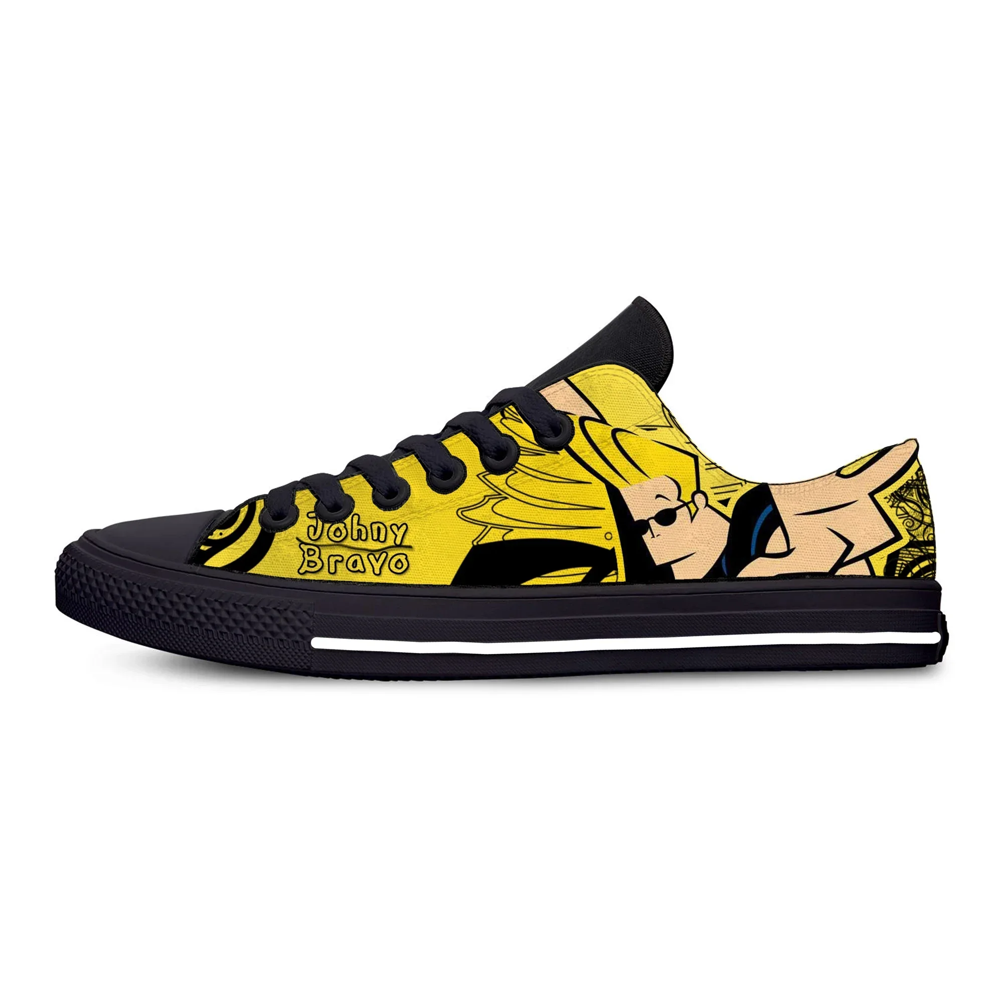 Johnny Bravo Biceps Fitness Shoes Red MuscleNerd Bodybuilding Quality Cartoon Breathable Man Canvas Shoes Low Top Board Shoes view 2