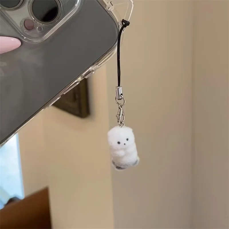 Cute 3D Flocking Sea Otter Keychain Otter Couple Mobile Phone Pendant Car Keyring Earphone Backpack Charms Bag Decor
