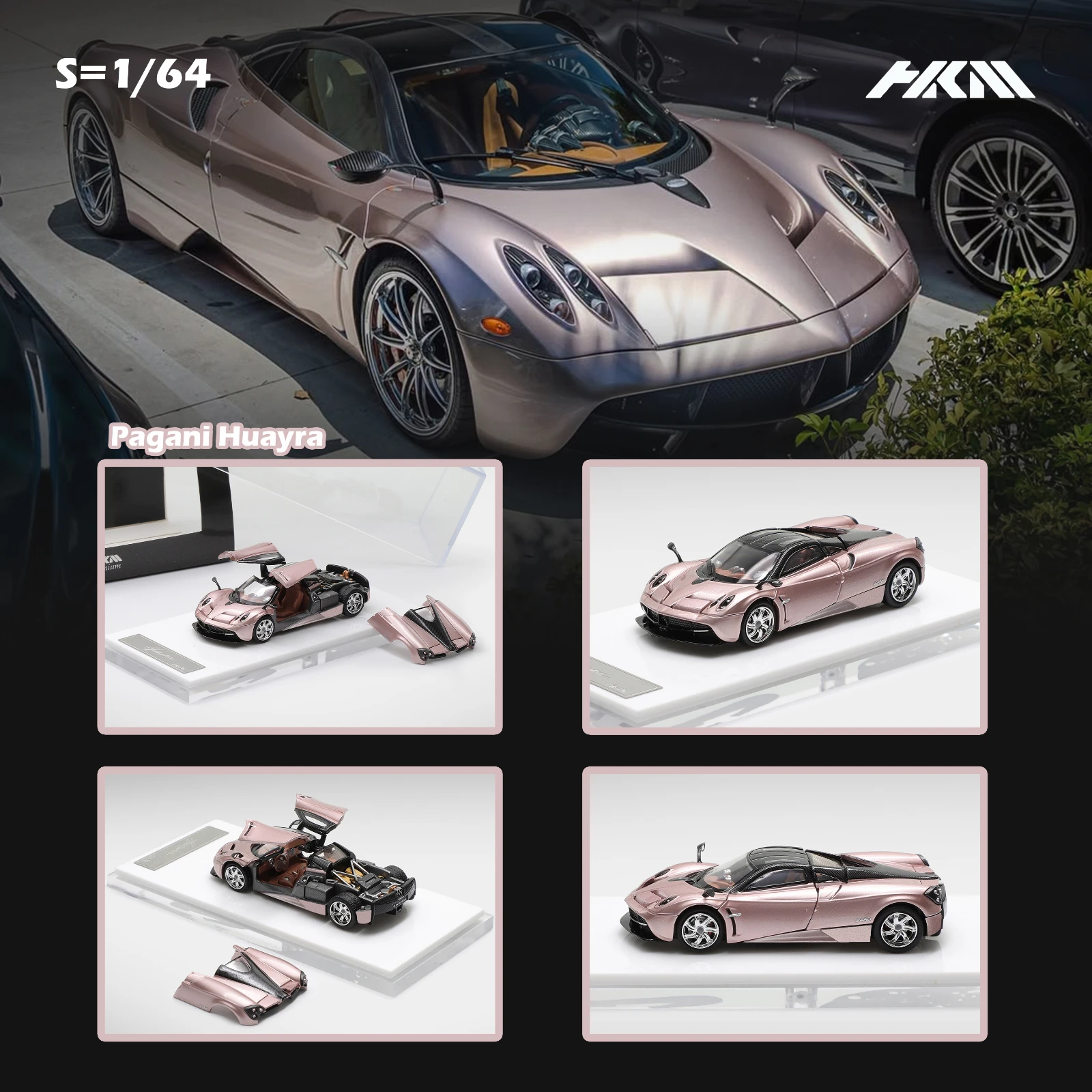 

Предпродажа 1:64 HKM, новинка Huayra Coupe, литая под давлением диорама с полной открытой дверью, коллекция моделей автомобилей, миниатюрные игрушки