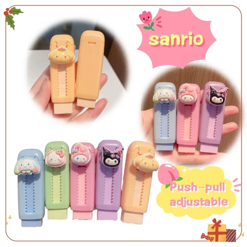 Sanrio My Melody Kuromi Cinnamoroll выдвижной резиновый ластик, высокоэстетичный креативный студенческий мультяшный ластик, супер чистый.