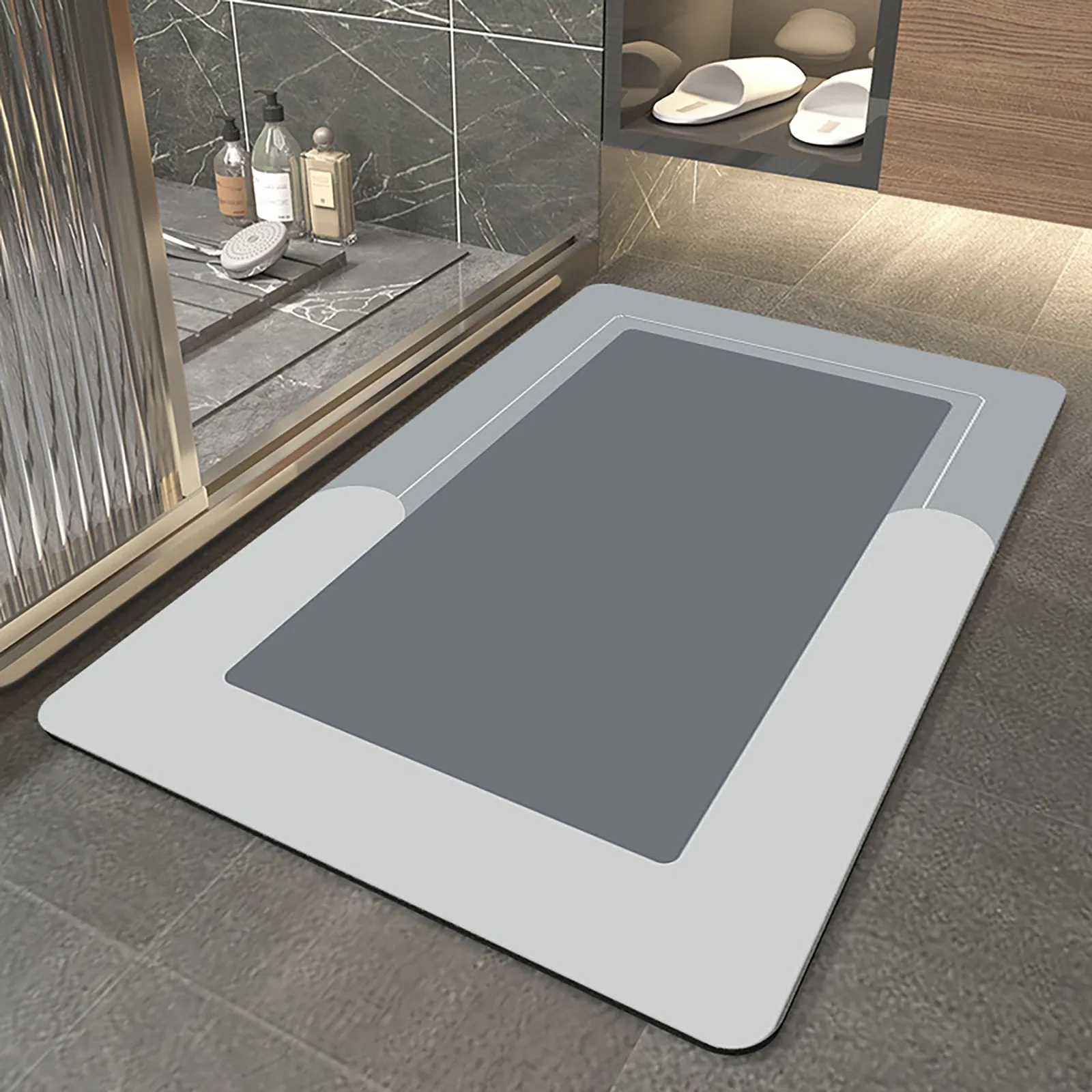 Solid Color Super Absorbent Quick Dry Mat Modern Simple Shower Bath Mat Diatom Mud Bathroom Non-slip And Dirt-resistant Mat