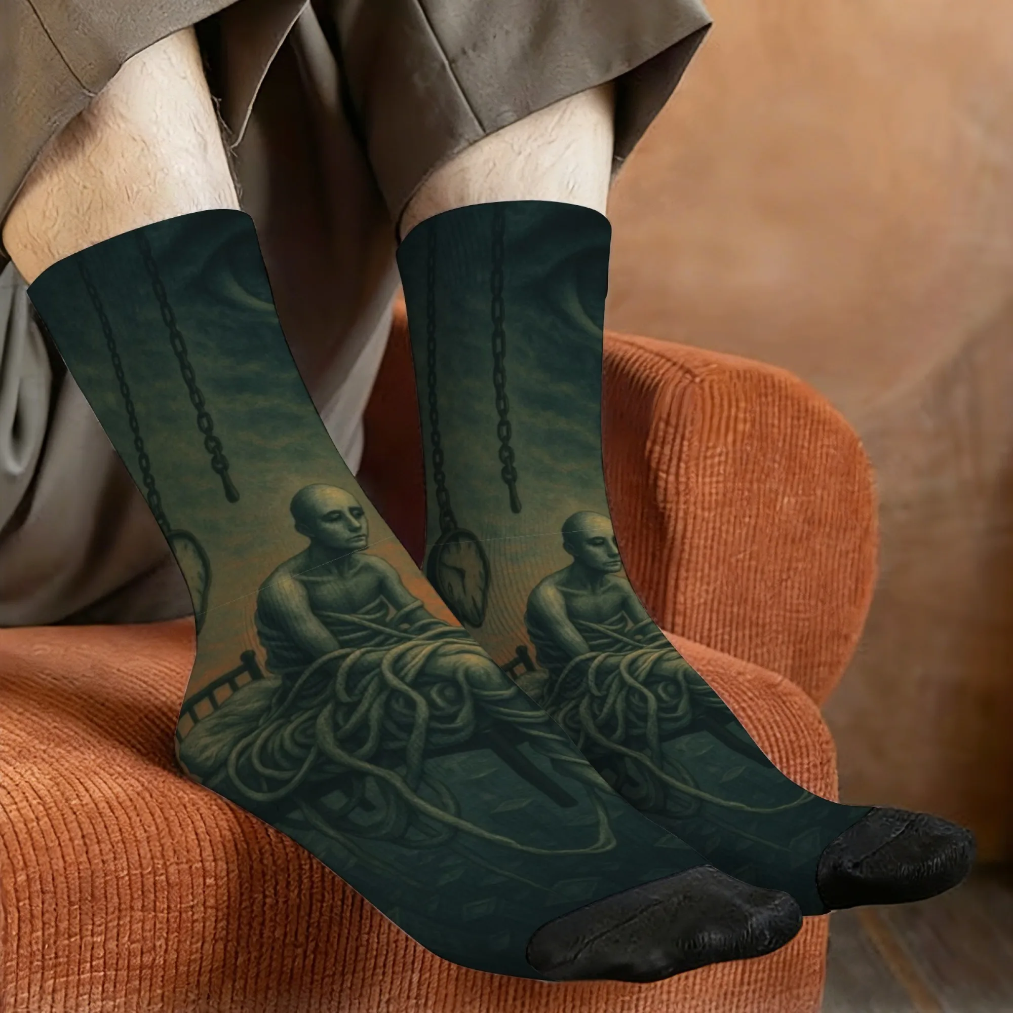 

Dark, bondage, eternal surveillance style casual socks, novel street retro trendy printed men's socks, crazy party gift