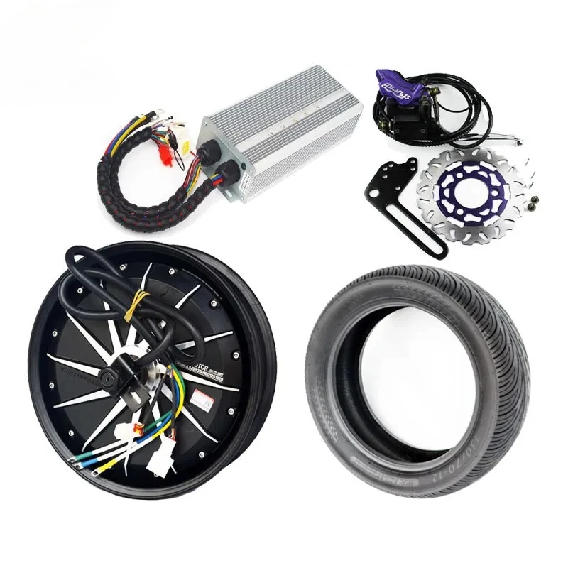 

Hot Modified special electric motorcycle accessories scooter dc motor 12 inch 3kw motor 60v72v96v controller brake tire assembly