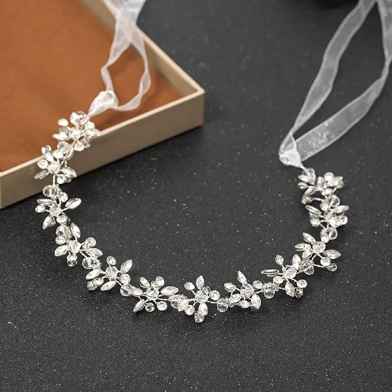 Silver Color Headbands For Women Bride Handmade Crystal Rhinestone Tiaras Hairbands Wedding Hair Accessories Queen Headband Gift