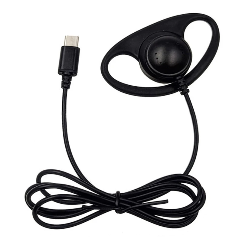 USB C Single Side Ear Hook Earphone Earbud Corded Headsets for Mobile Phones