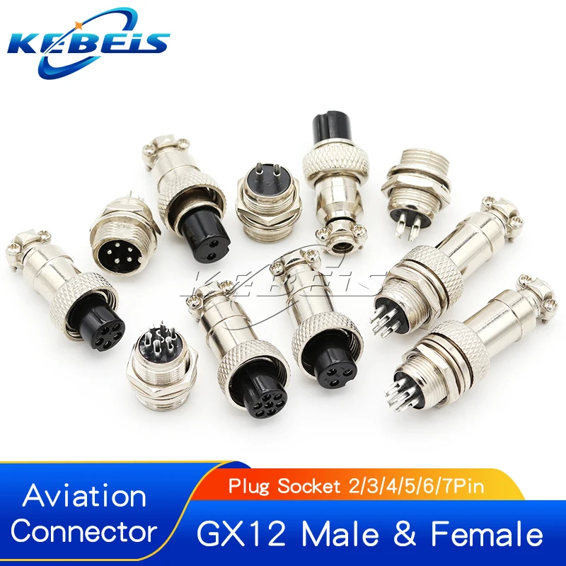 2Set GX12 2/3/4/5/6/7 Pin Male Female Butting Wire Cable Circular Aviation Socket Plug Panel Connector Dropshippin