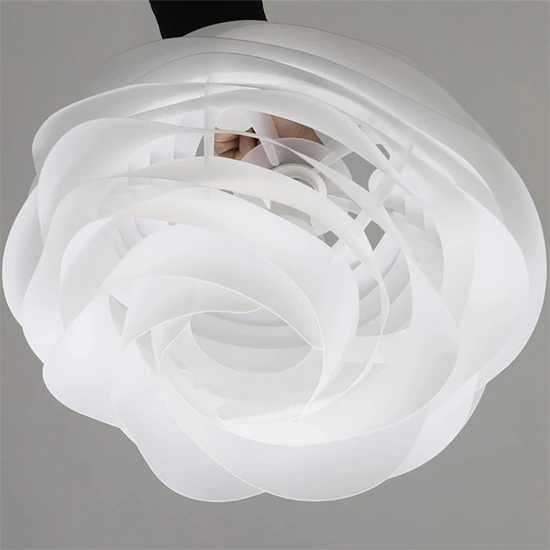 New Danish Designer White Rose Ceiling Chandelier For Bedroom Living Room Kitchen Pink Blue Petal Light Fixtures  Decor