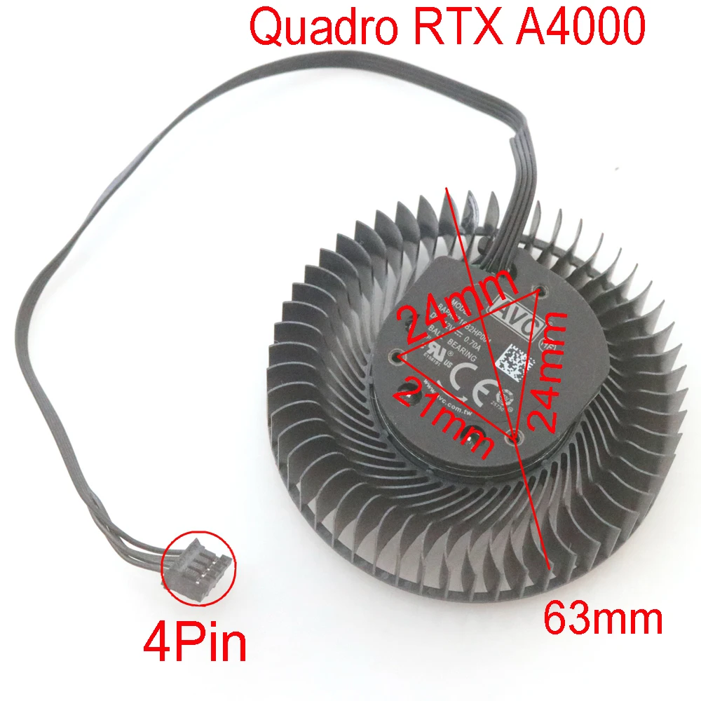 Imagem -02 - Ventilador de Refrigeração da Placa Gráfica Bapa0716b2hp001 4pin para Nvidia Quadro Rtx A4000 12v 0.70a 63 mm