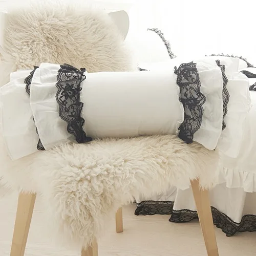 Cotton Ruffled Love Heart Shape Sofa Cushion Office Backrest Nap Bolster Pillows Lovely Nordic Bow Pillow Baby Girl Room Decor