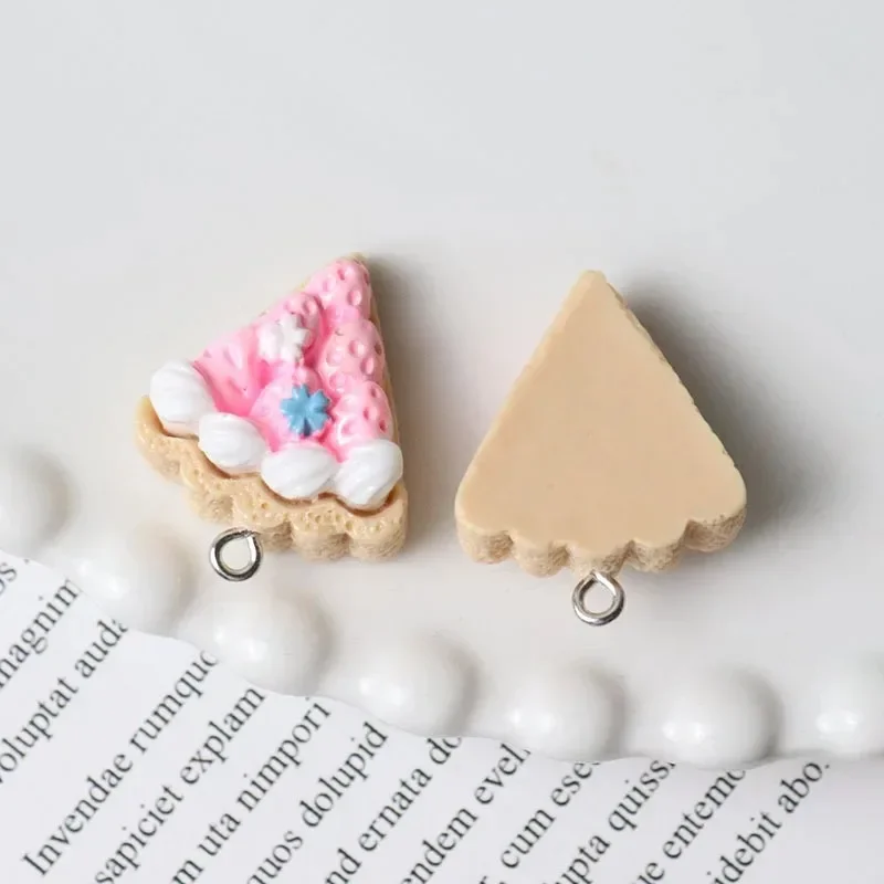 10pcs Triangle Strawberry Cake Resin Charms Simulation Cream Cake Small Pendant DIY For Earring Zip Key Chains Jewelry Make - view 5