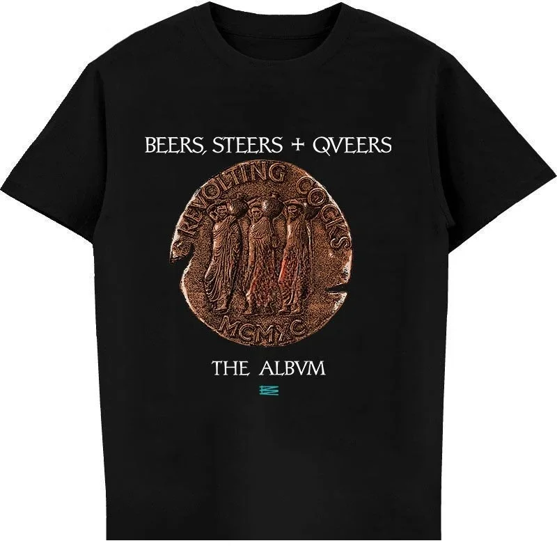 Beers Steers Queers Revolting Cocks Tshirt  COTTON 2024 Summer vintage  Short Sleeve printing t-shirt New Arrival style