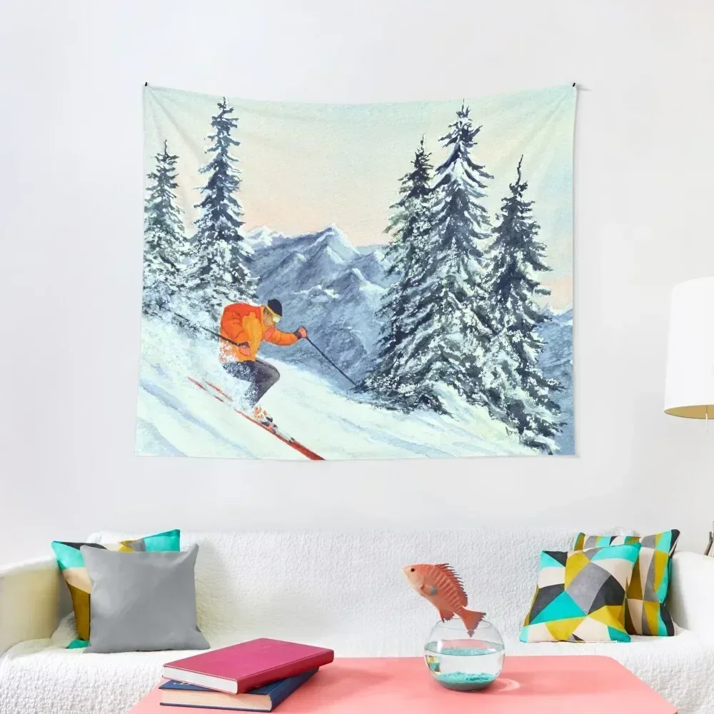 Skiing - The Clear Leader Tapestry Cute Room Things Home Decorations Aesthetic Wall Decor Hanging Tapestry