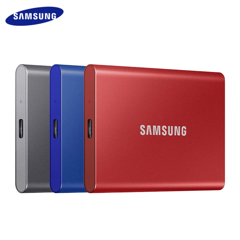 Original SAMSUNG SSD USB 3.2 Type-C T7 1TB 2TB Portable Solid Stade Drive Nvme Hard Disk Flash 1050MB/s Software Encryption PSSD