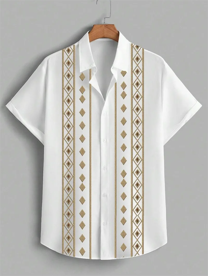 2025 Hawaiian Shirt Men's Fashion Short Sleeve Hawaiian Shirt Retro Beach Shirt Men's Shirt Ethnic Street