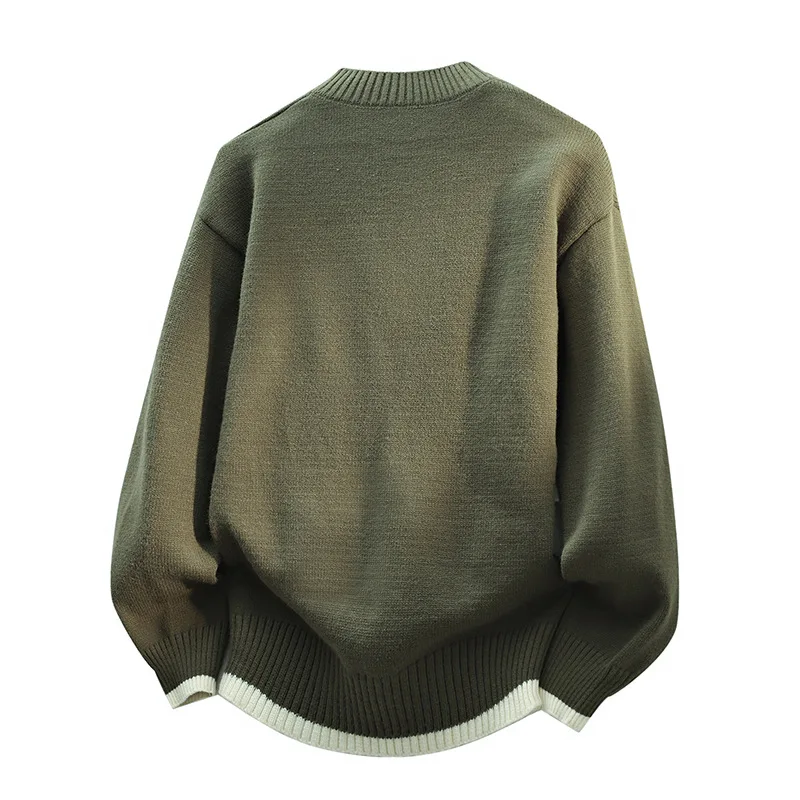 جديد ربيع الرجال بولو البلوزات أبلى فضفاض نصف سترة الأعمال عادية محبوك البلوزات الذكور الصلبة البلوفرات Sweatercoats 4XL #5