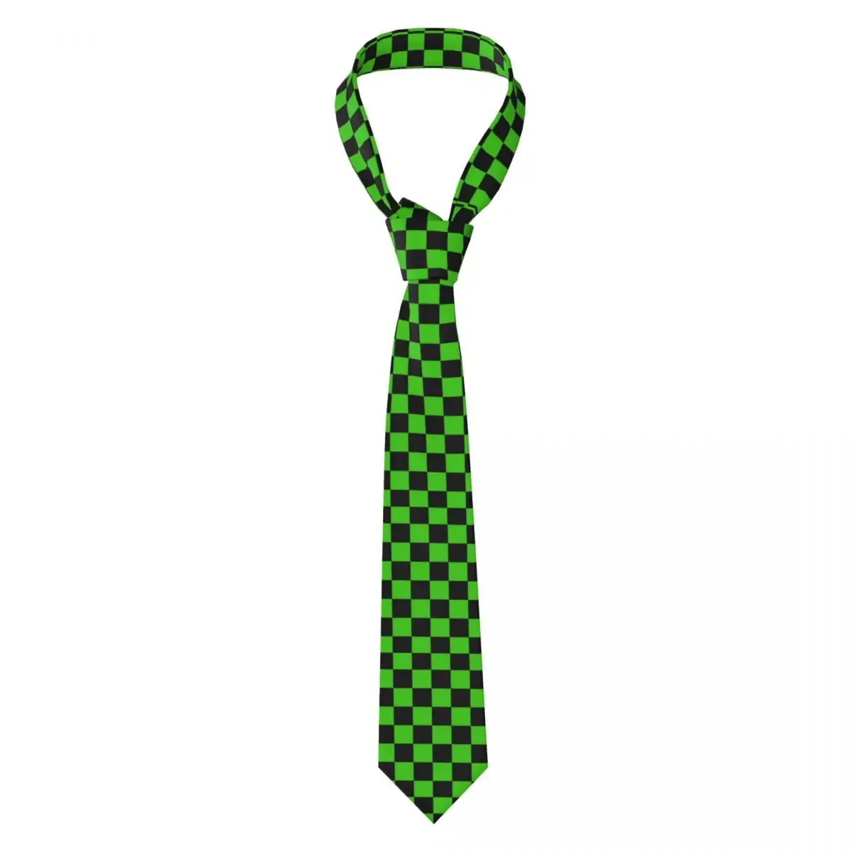 

Custom Checkered Pattern Necktie Men Mens Suit Tie Green Black Checkerboard For Thanksgiving Day