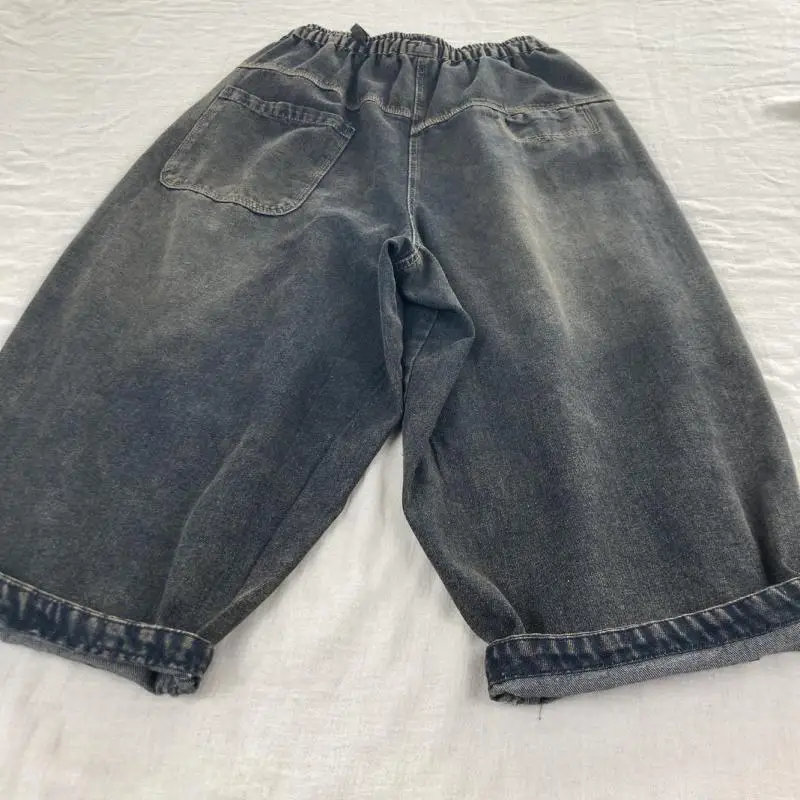 Nieuwe Collectie Lente Herfst Arts Stijl Vrouwen Elastische Taille Casual Katoenen Denim Harembroek Vintage Borduur Losse Jeans T003