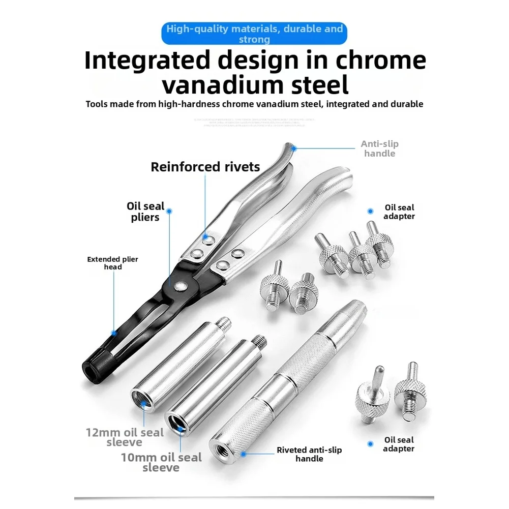 For Car Valve Seal Removal Installation Tool Kit 11PCS with 7 Sizes Adapters Chrome Vanadium Steel Construction Easy to Use