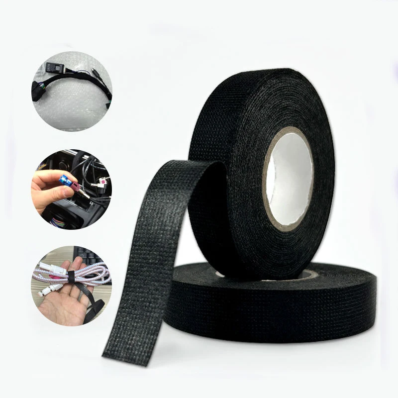 10m 15m 25m Auto Car Cloth Wire Harness Tape Heat Resistance Waterproof Isolation Electrical Tape Self Adhesive Fabric Tape