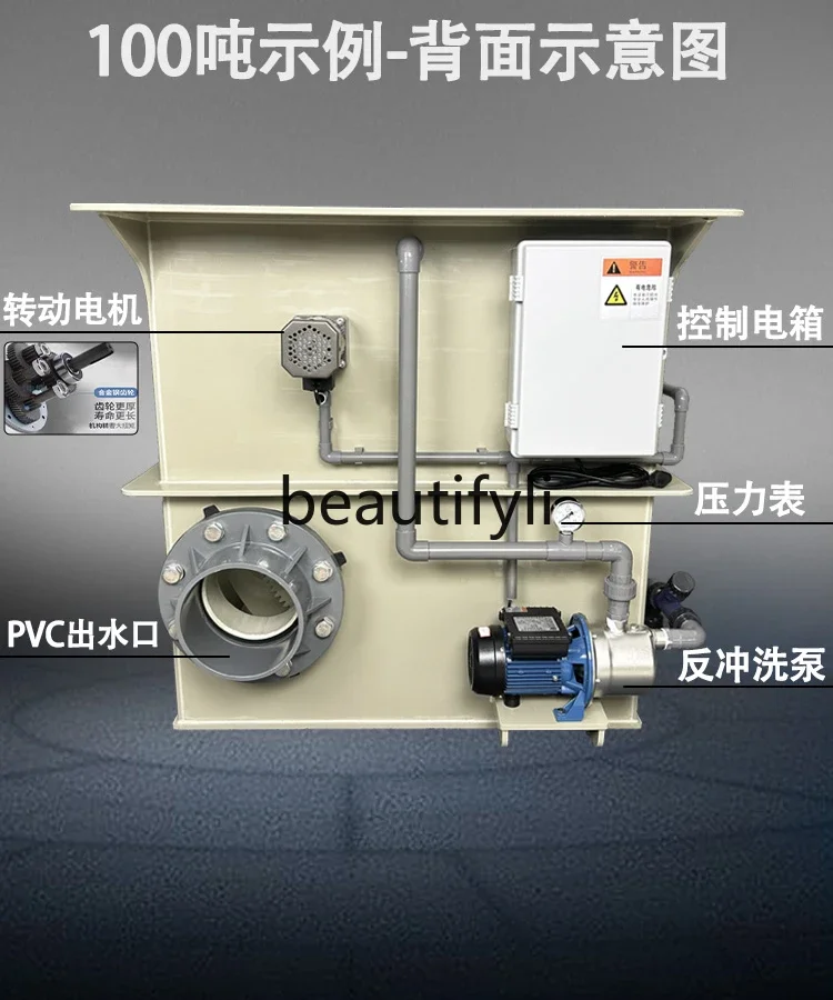 Fish pond filter Rotary drum microfilter Aquaculture water circulation purification system Automatic backwashing system