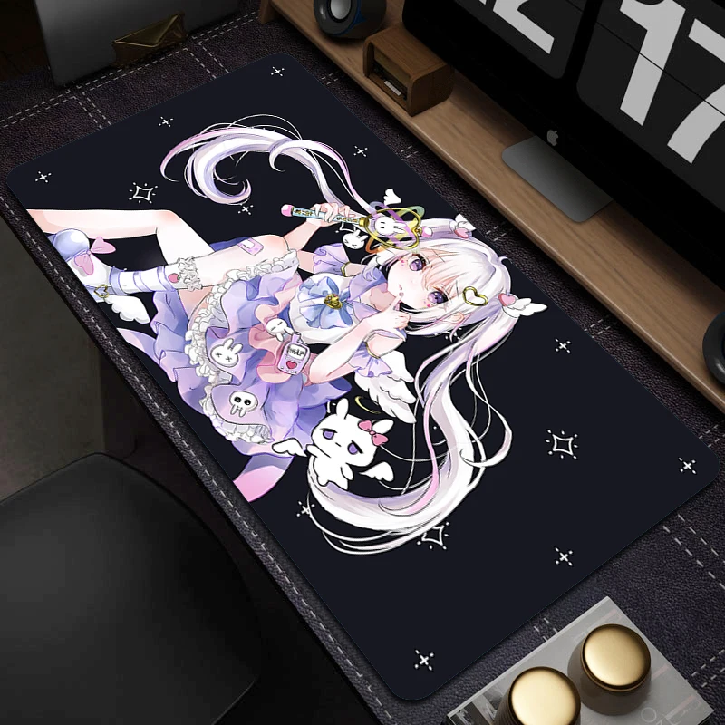 

Cute Large Computer Mouse Pad Office Kawaii Anime Girl Rubber Mouse Mat 900x400mm Locking Edge Desk Mat Gamer Mousepad Table Mat