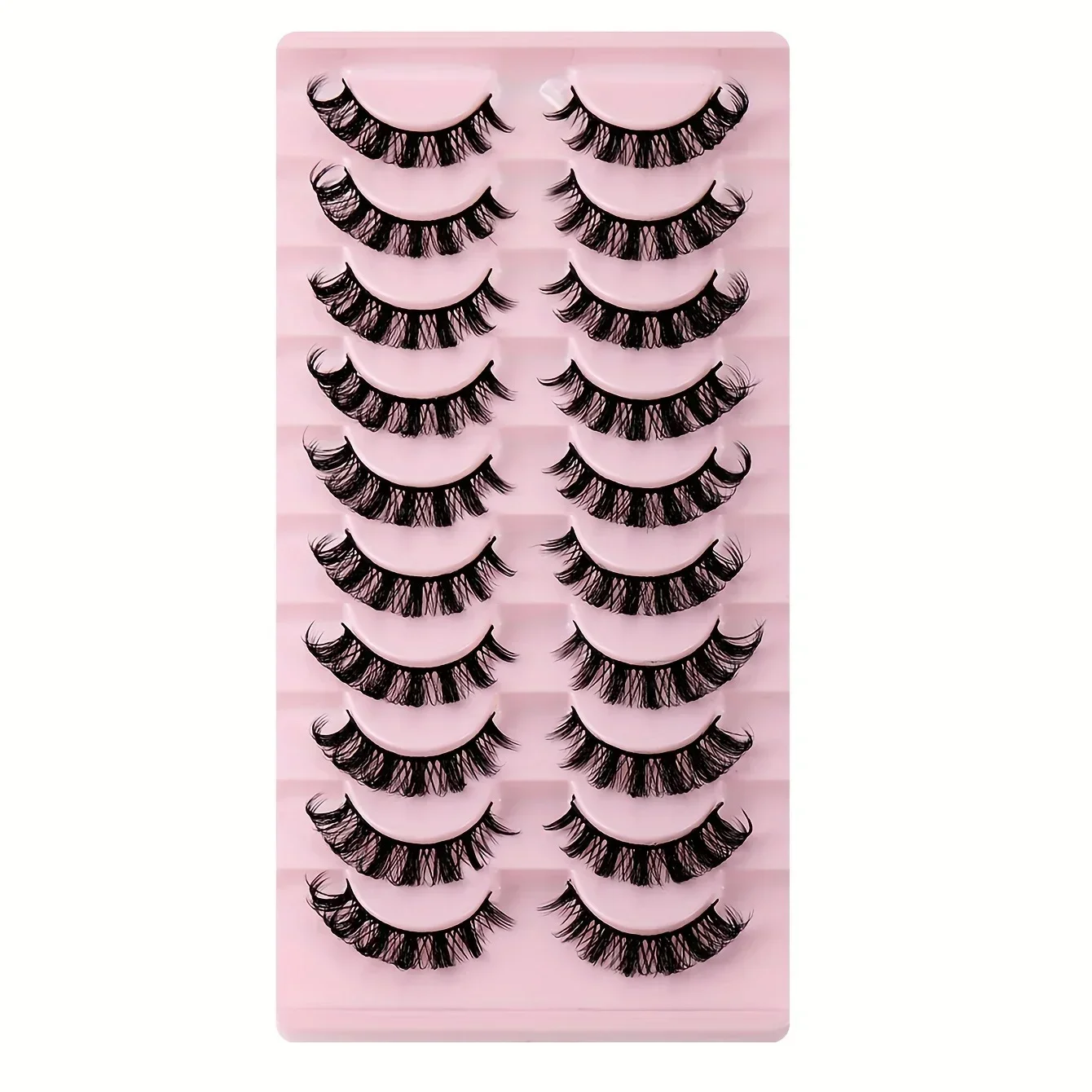 10 Pairs Russian Strip Lashes DD Curl False Eyelashes Fluffy Wispy Faux Mink Lashes Pack