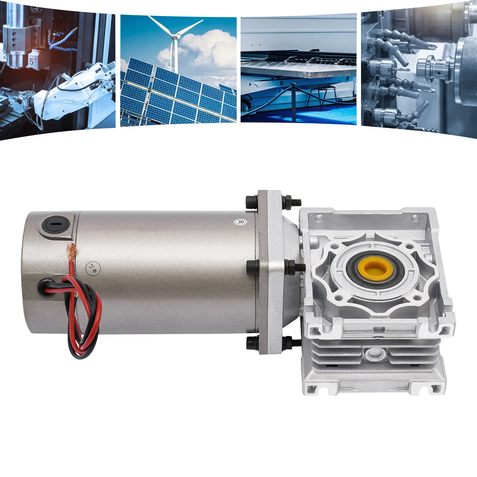 محرك تروس دودة 300 وات تيار مستمر 24 فولت مع علبة تروس ذاتية القفل قابلة للعكس ذات عزم دوران عالي منخفضة الضوضاء لأتمتة المعدات الصناعية #1