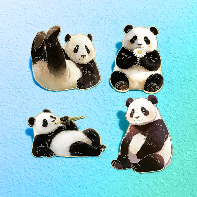 Cute Panda Pin 4-design Enamel Cartoon Animal Metal Pin For Backpack Clothes Lapel Badge Friends Gifts