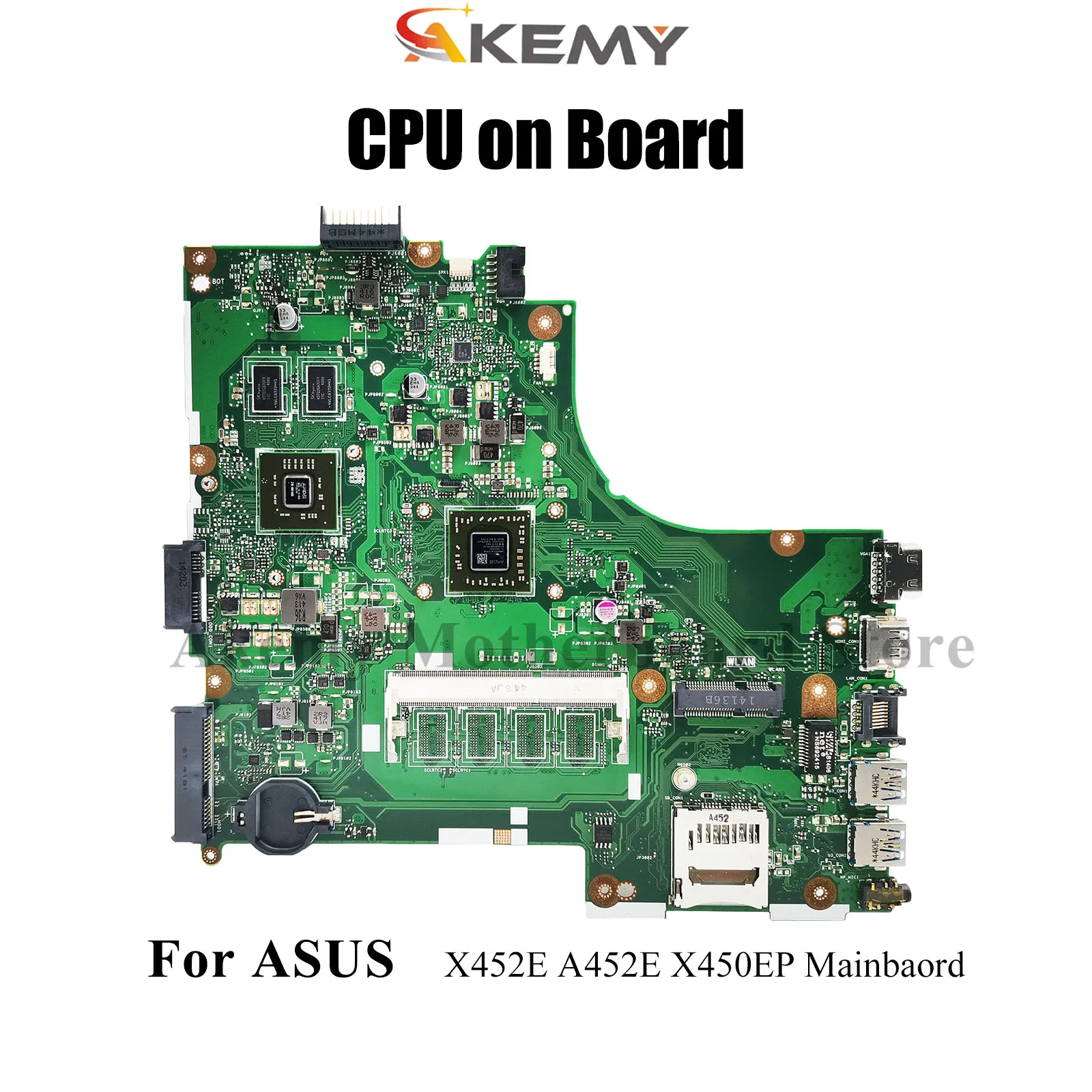

X450EP Laptop Motherboard For ASUS VivoBook X452E X450E X450EP A452E Notebook Mainboard With CPU 100% tests OK fast shipping stk