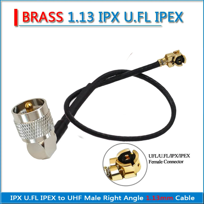 1.13 IPX UFL U.FL IPEX to PL259 SO239 M UHF Male Female Right Angle 90 Degree Washer Nut Connector RF Jumper 1.13mm Cable