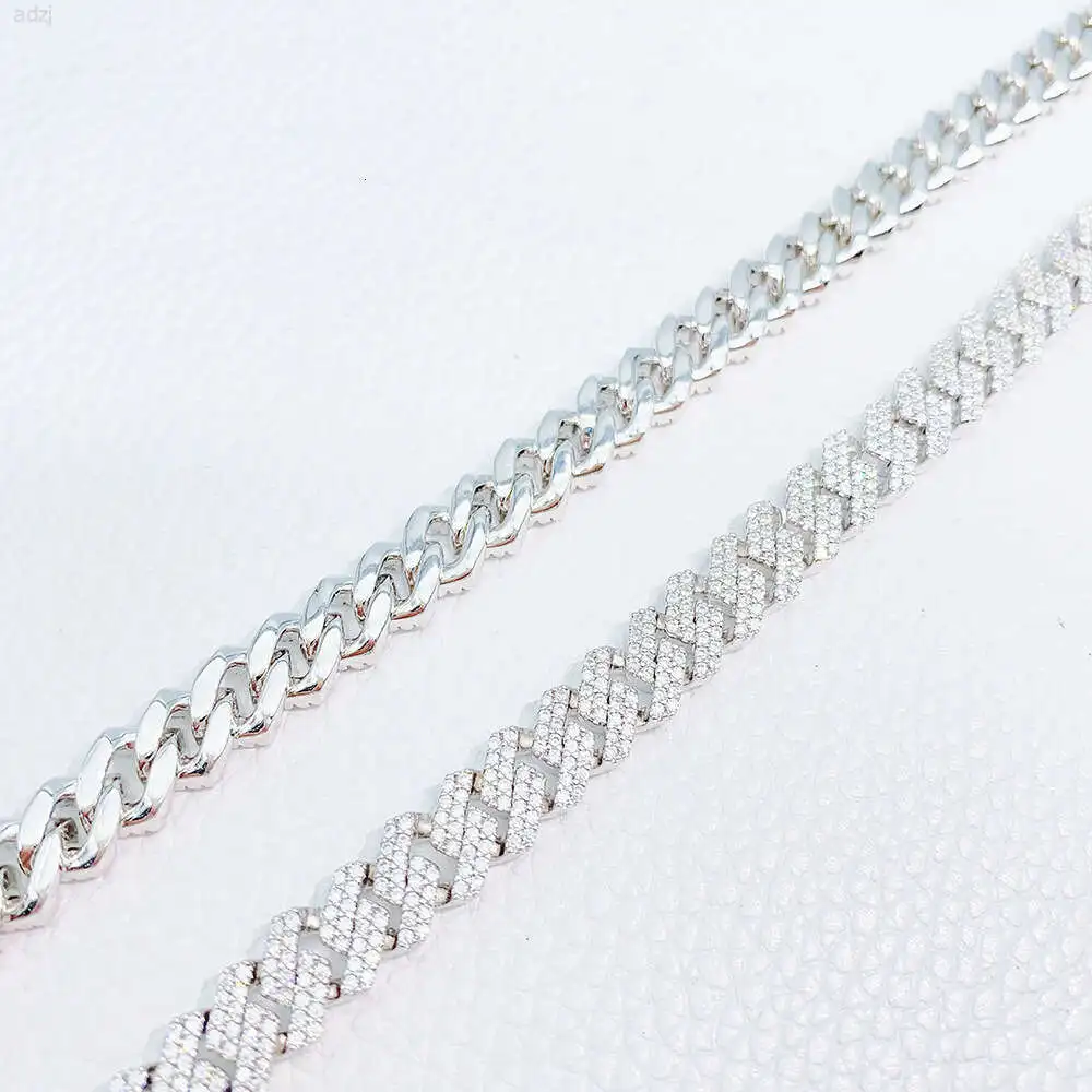 S925 Silver Moissanite 8mm Double Row Stone Cuban Chain to Create a Hip Hop Necklace with a Great Sense of Fashion