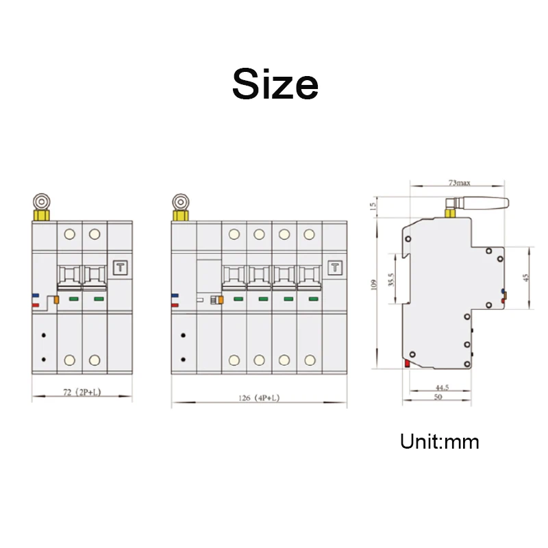 2P 4P Phase Din Rail WIFI Tuya SmartLife Circuit Breaker,Leakage Protection,Energy Meter Remote Read kWh Wattmeter,Alexa Control