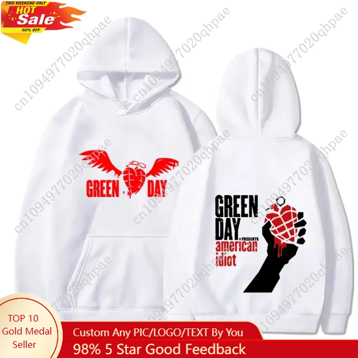 

Green Day Saviors Printed Men's Hoodies New Hip Hop Loose Streetwear Pullover Long Sleeve Sweatshirts Y2K Clothes Tops