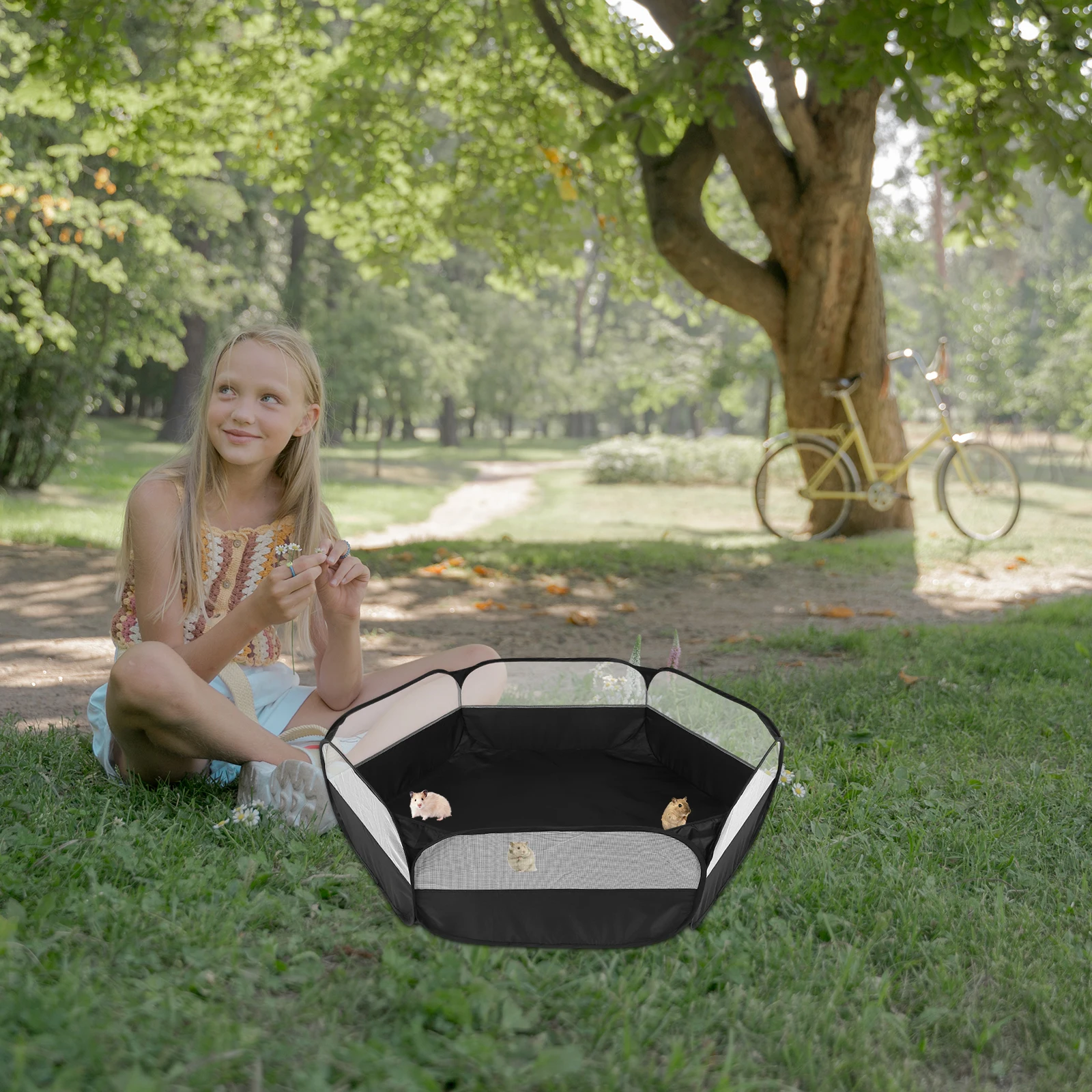 Parque infantil plegable de nailon para mascotas, jaula para animales pequeños, valla para hámster, Chinchilla, conejillo de indias, parque infantil duradero, seguro, uso interior y exterior