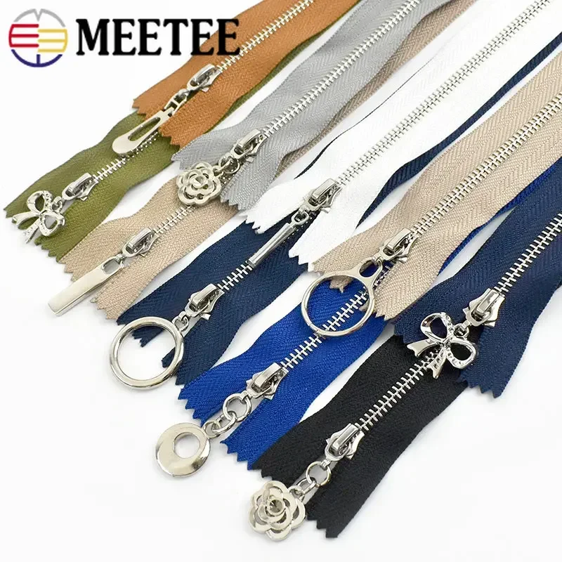 5Pcs 15/18/20/25/30cm Close-End 3# Metal Zippers for Sewing Bag Decorative Zipper Jacket Garment Zip Reapir Kit DIY Accessories