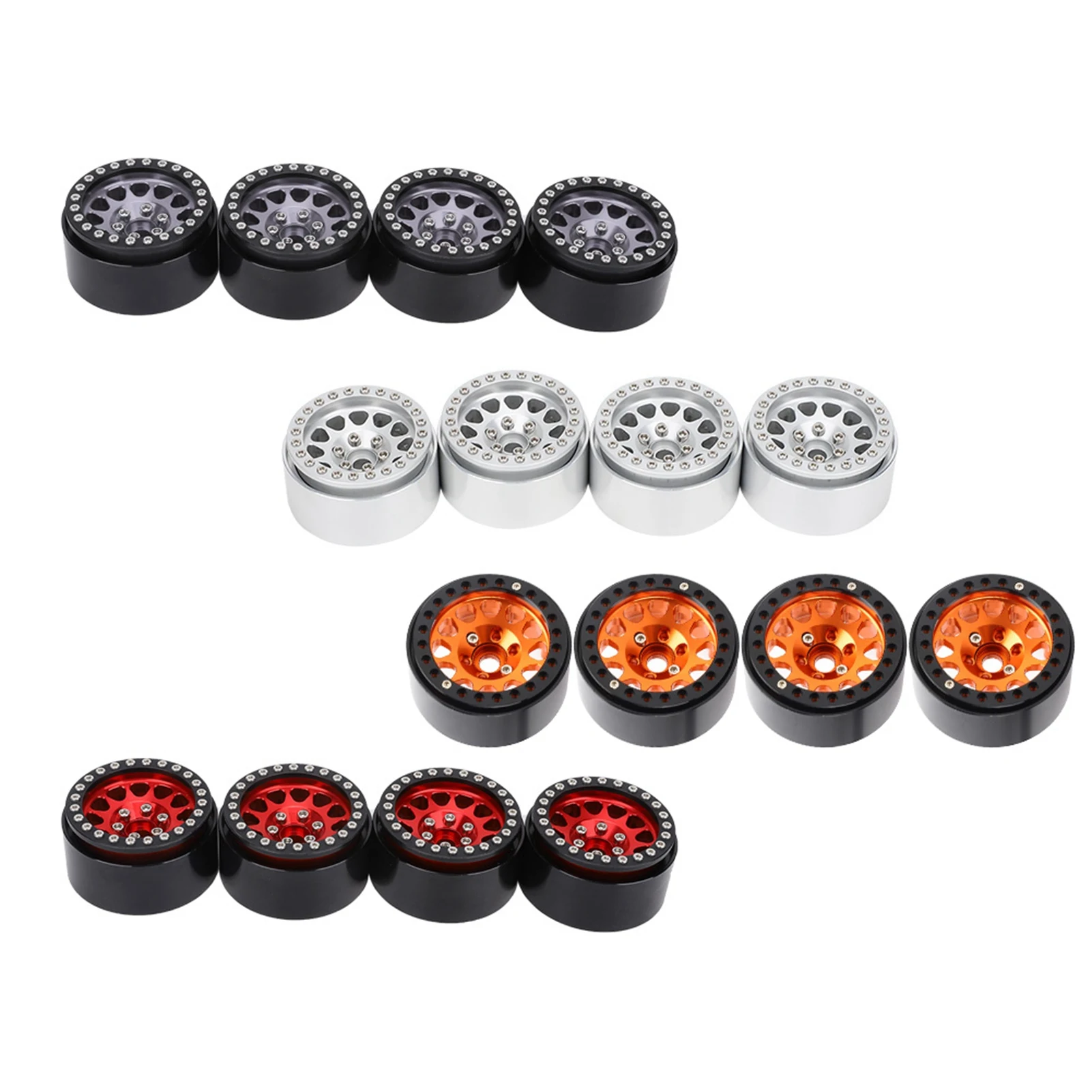 4 pièces 1:10 RC voiture sur chenilles moyeu de roue en métal pneu de voiture adapté pour Axial SCX10 / SCX10II / 90046 / 90047