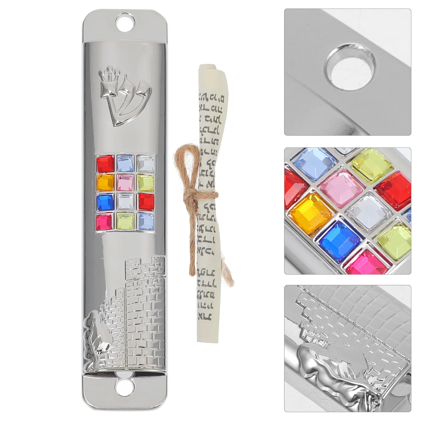 2 Sets Goal Post Metal Mezuza Gifts Religious Mezuzah for Door with Scroll Jewish Mitzvah Side Epoxy Hanging Mounted