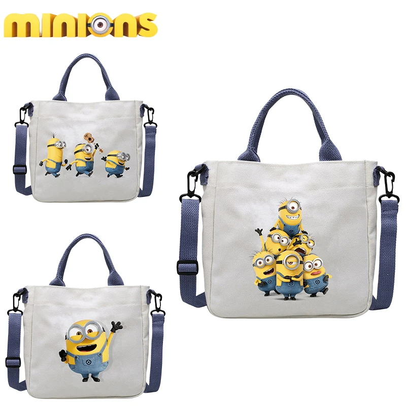 Minions Shoulder Bag Tote Canvas Bag Cutehigh-Capacity Bag Cartoon Anime Handbag Forschool Work Travel Shopping Schoolbag Gift