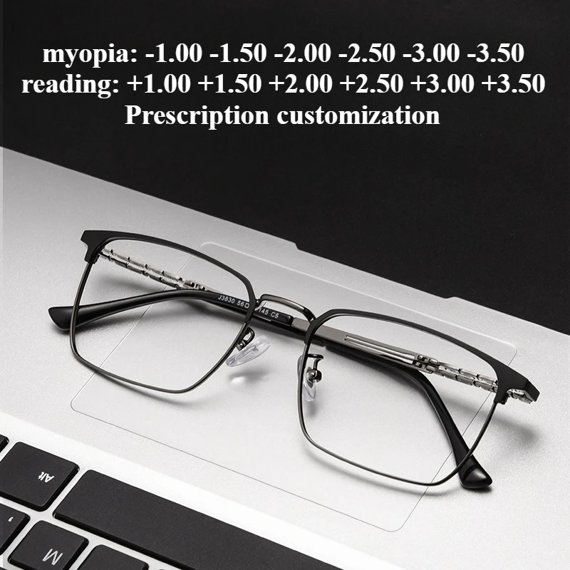 

56 мм мужские прямоугольные полнокадровые очки с большим лицом, ультралегкие ретро-квадратные очки для близорукости, очки для чтения с защитой от синего света