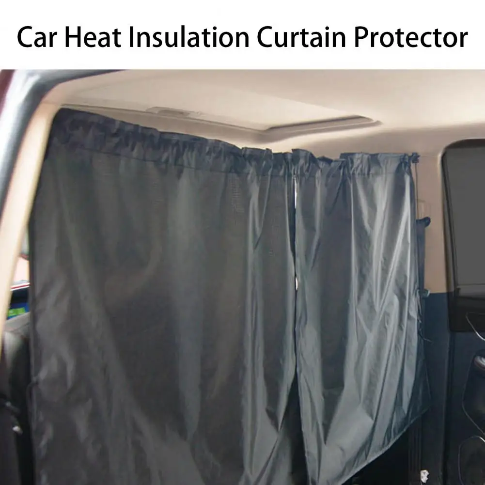 1 Set Reliable Fade resistant Car Interior Curtain with Drawstring Car Front Rear Partition Sunscreen Privacy Protection